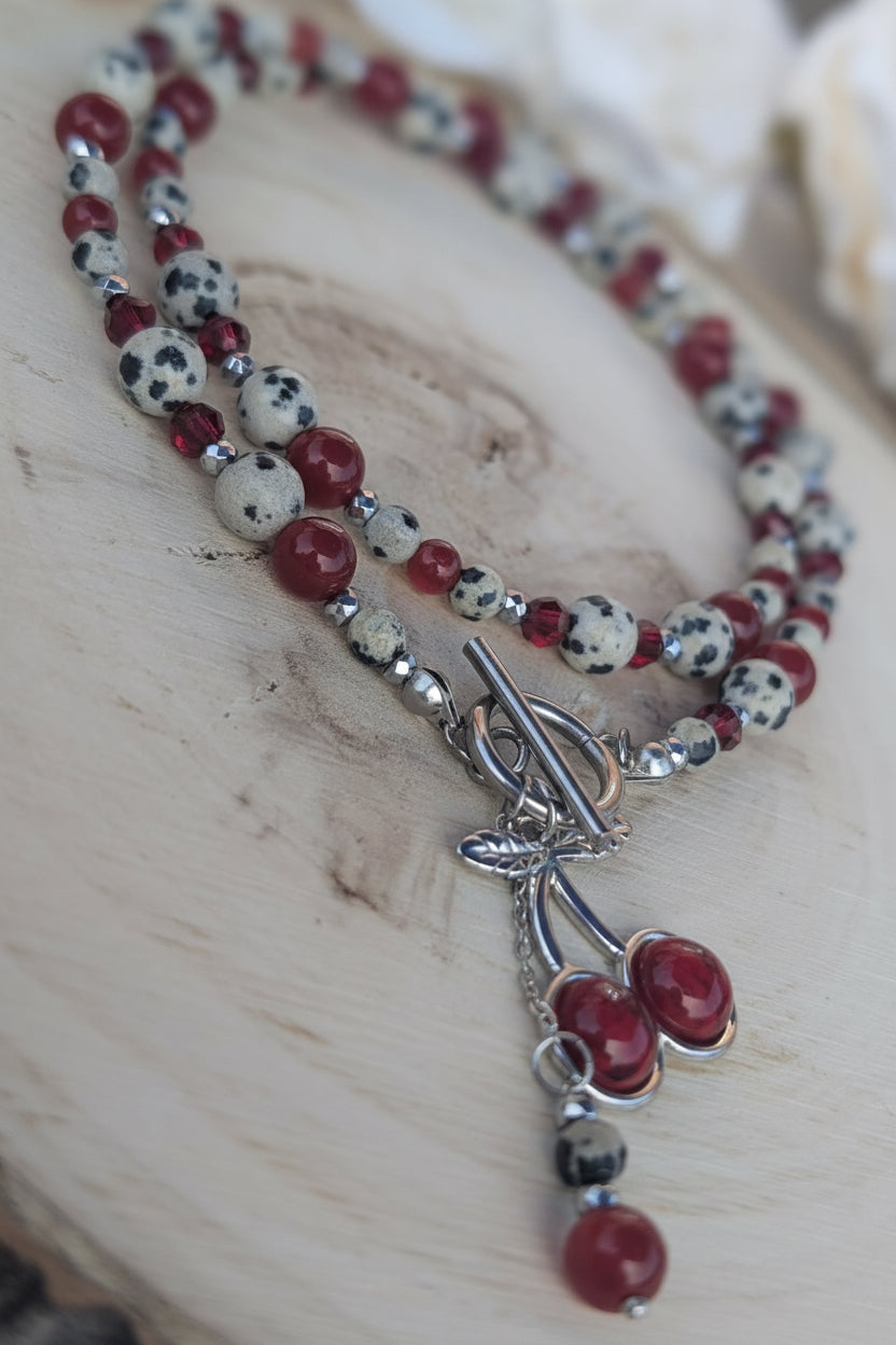 Dalmatian Cherry - Dalmatian Jasper & Red Jade
