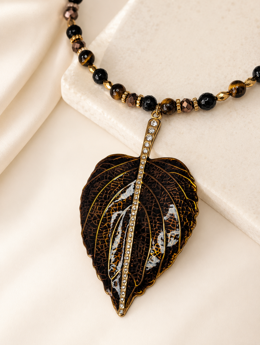Golden Leaf - Tiger’s Eye & Onyx