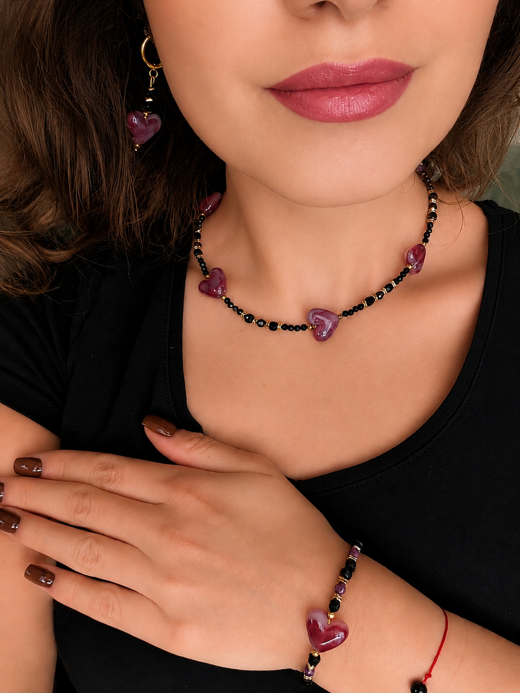 Midnight Hearts - Ruby + Garnet + Black Tourmaline
