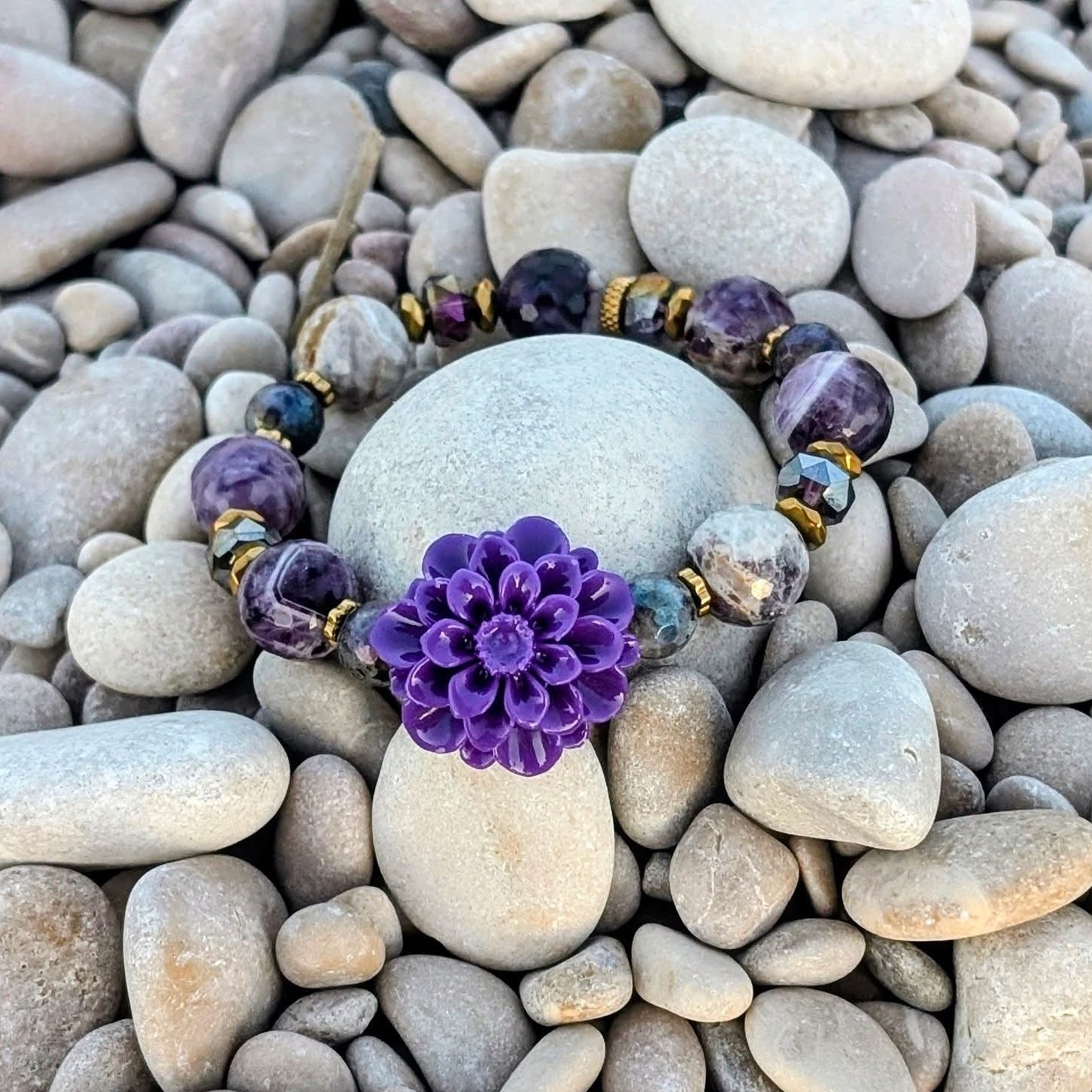 Dahlia Bloom - Amethyst & Labradorite