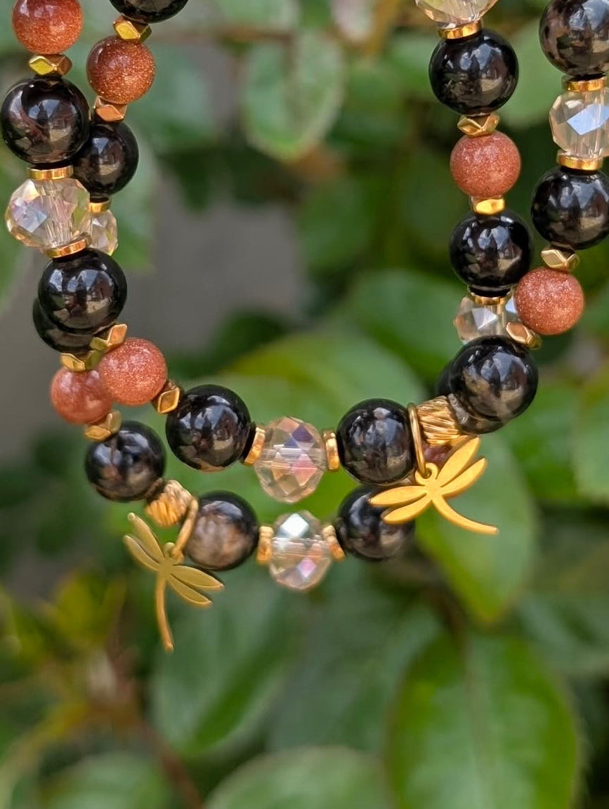 Golden Wing - Black Tourmaline & Gold Sandstone