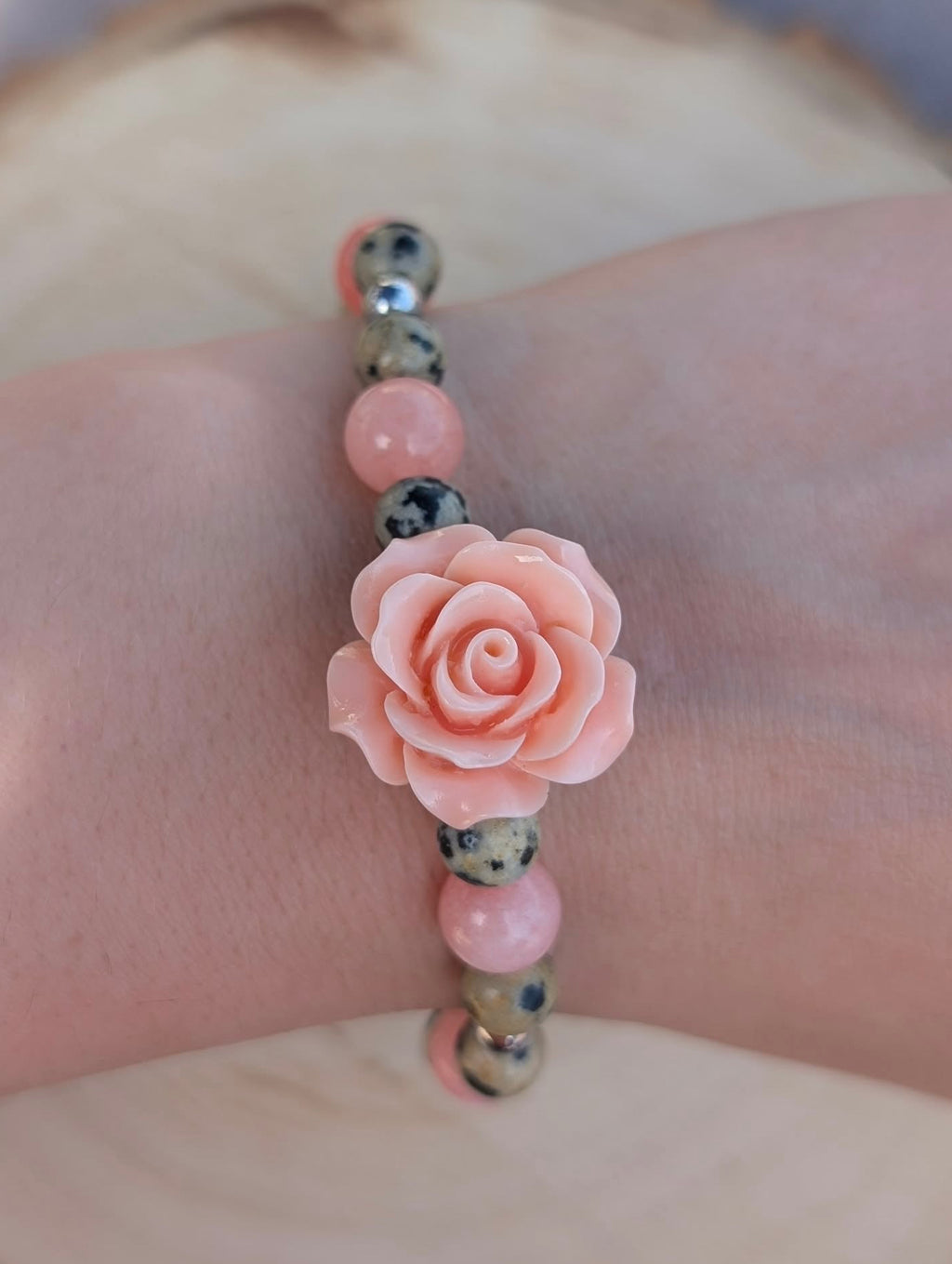 Dalmatian Rose - Dalmatian Jasper & Pink Jade