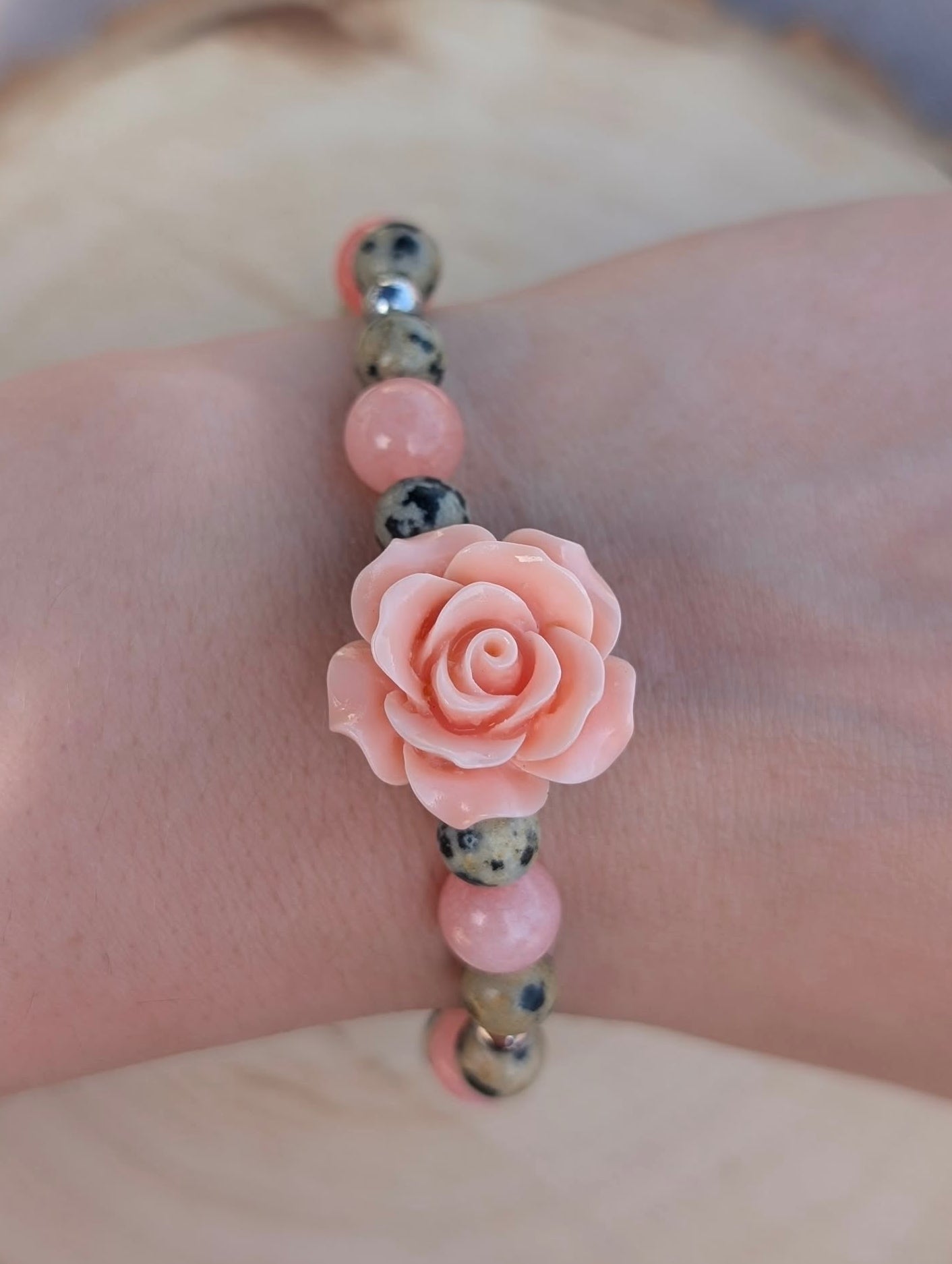 Dalmatian Rose - Dalmatian Jasper & Pink Jade