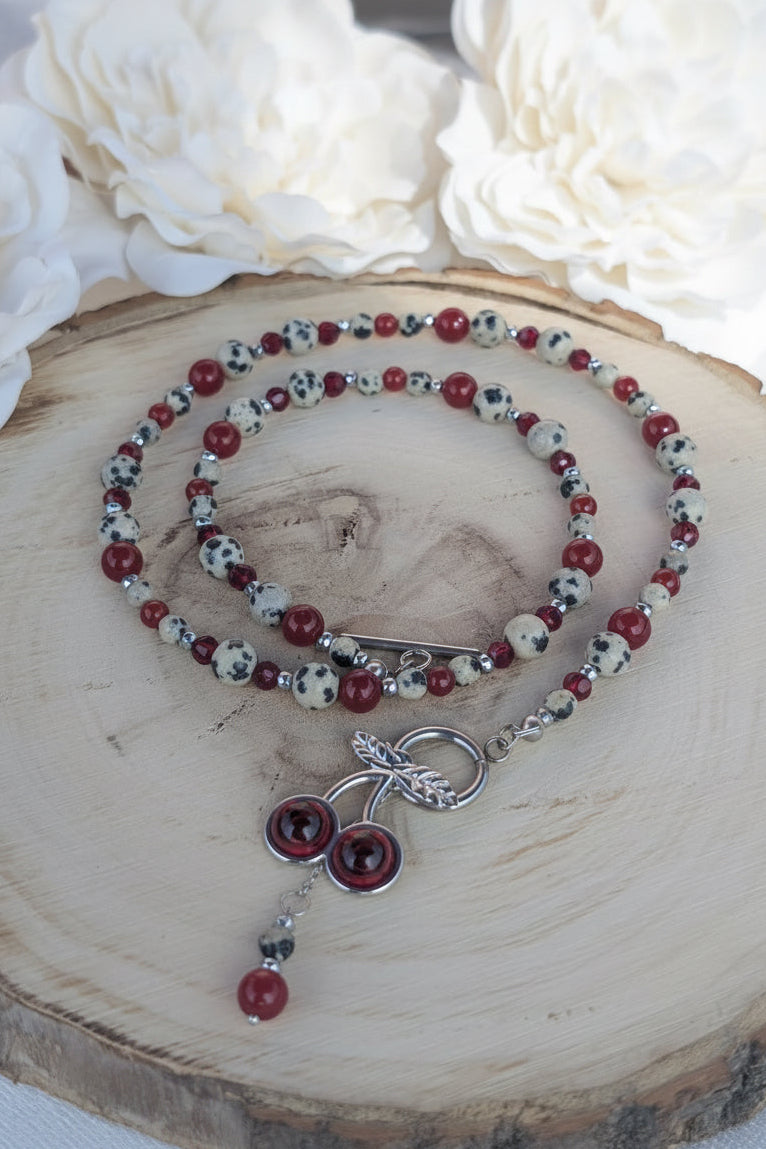 Dalmatian Cherry - Dalmatian Jasper & Red Jade