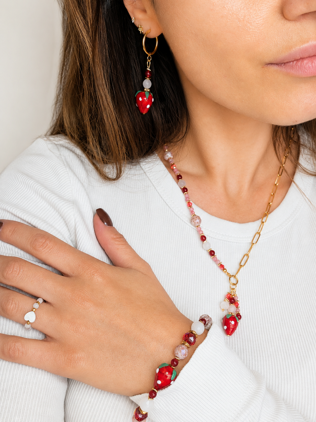 Strawberry Bliss - Rose Quartz & Red Jade