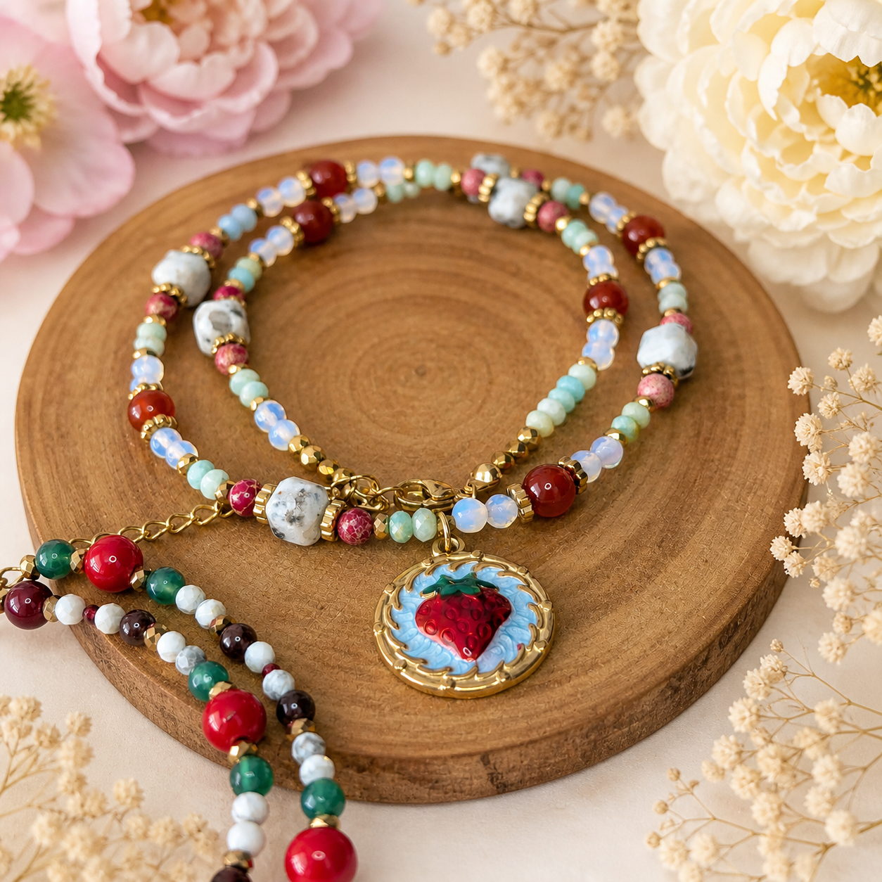 Strawberry Sweet - Amazonite & Kiwi Jasper & Imperial Jasper & Opalite