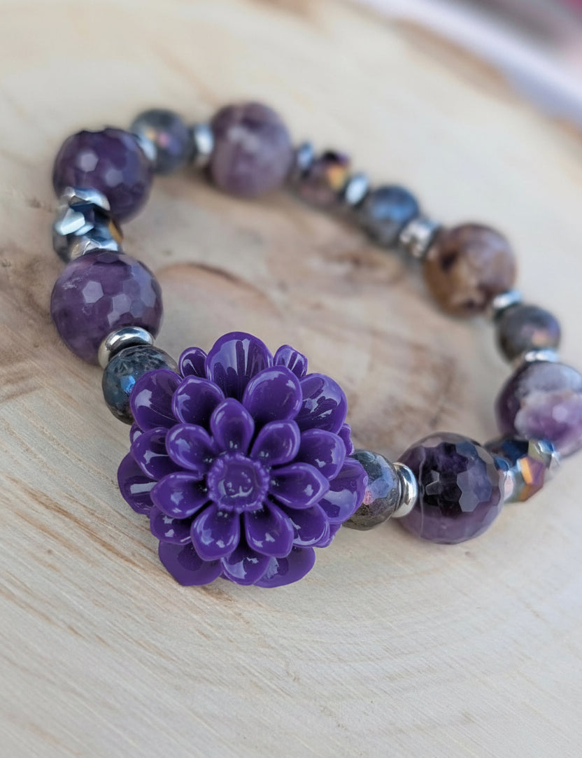 Dahlia Bloom - Amethyst & Labradorite