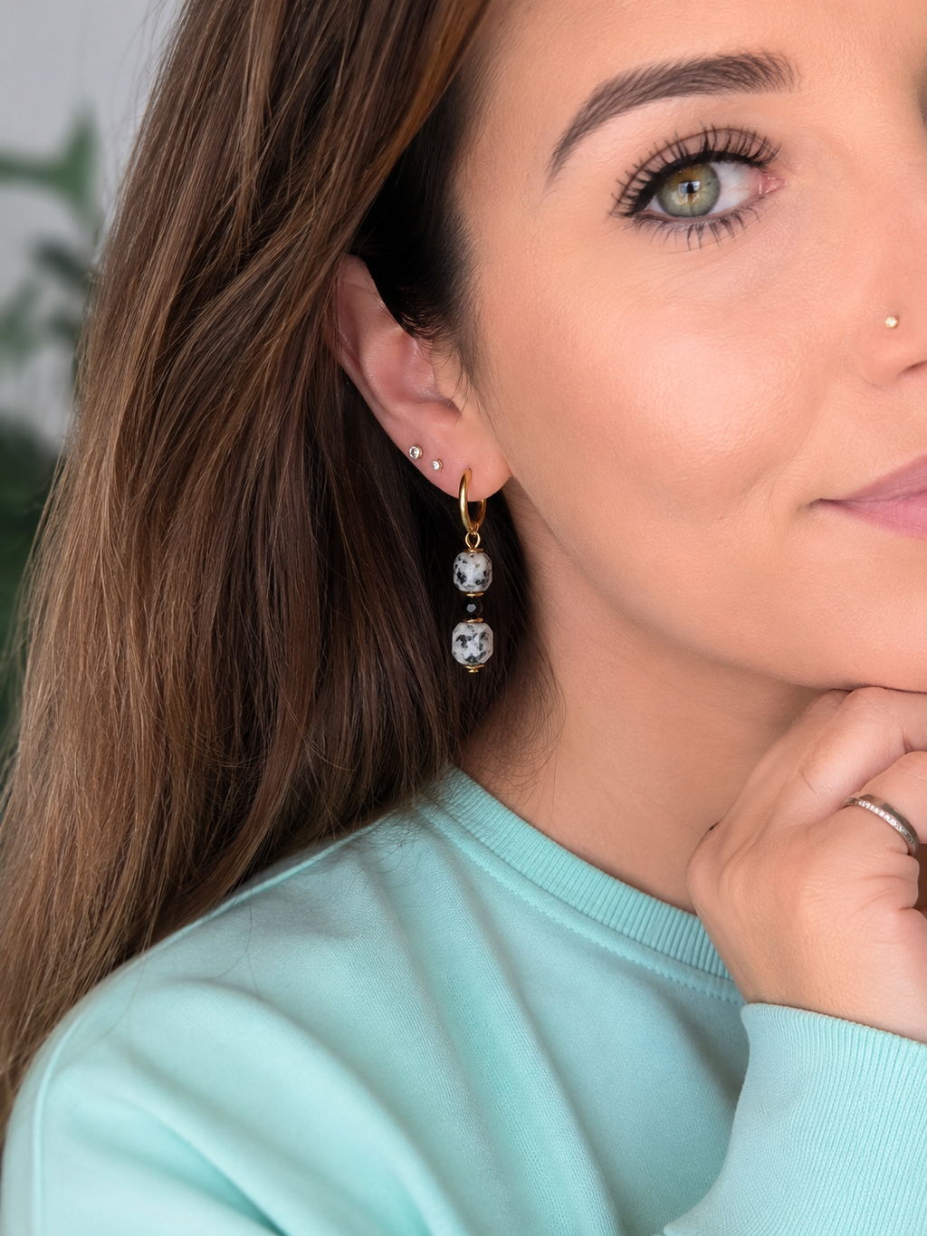 Protective Path Earrings - Kiwi Jasper & Black Tourmaline