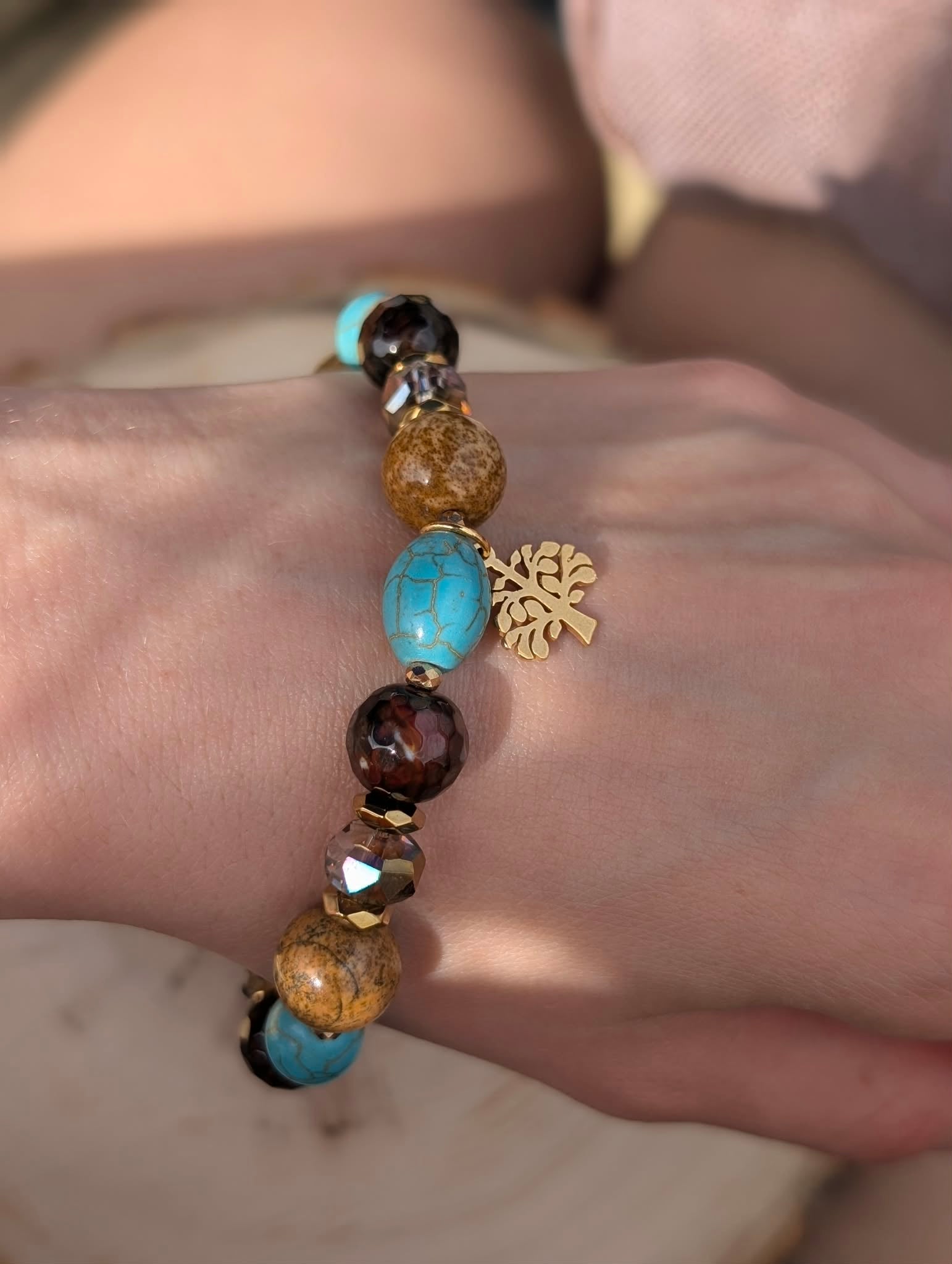 Earth Glow - Turquoise & Jasper & Brown Agate