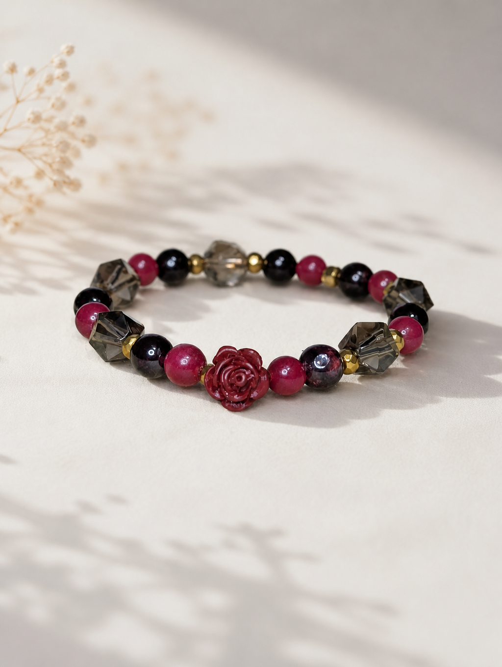 Rosa - Smoky Quartz & Garnet & Red Jade