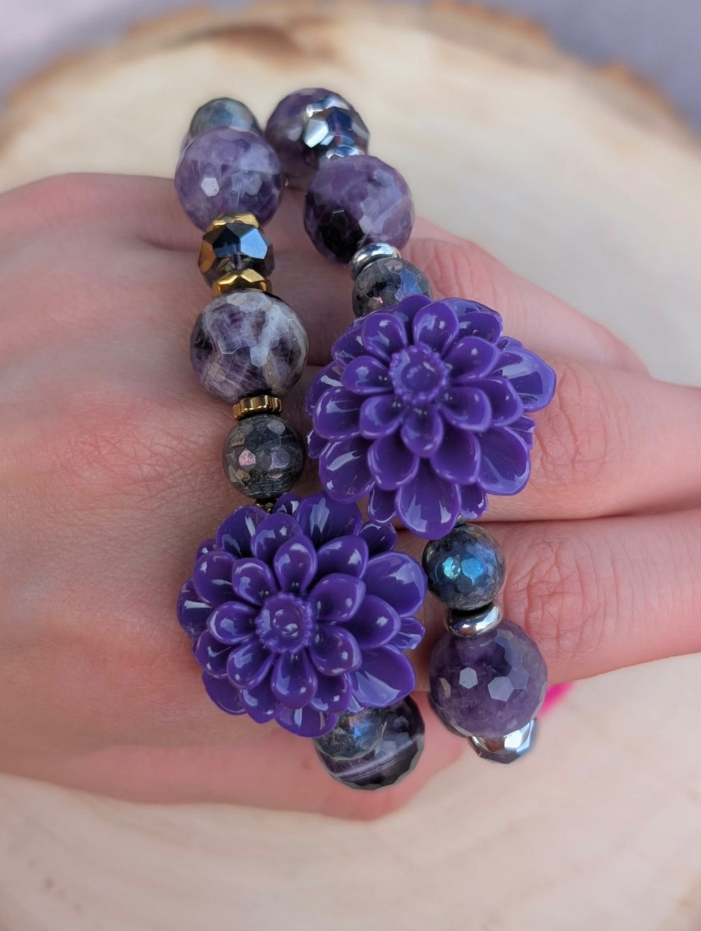 Dahlia Bloom - Amethyst & Labradorite