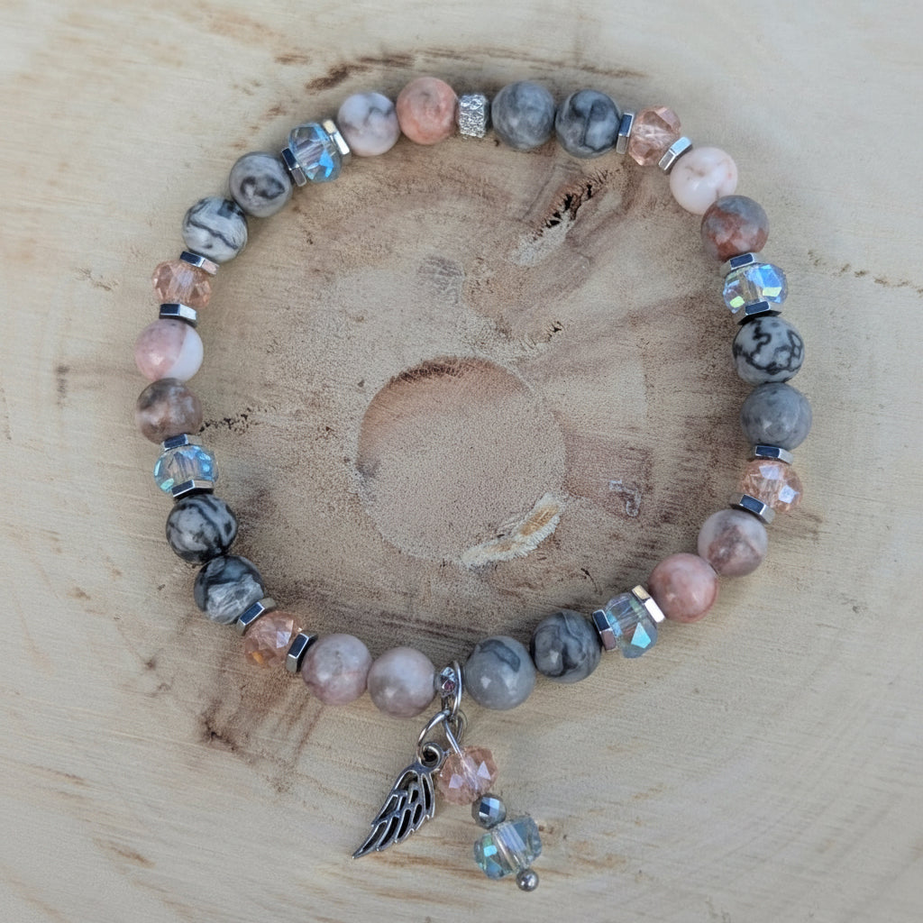 Wing of serenity - Pink Zebra Jasper & Picasso Jasper