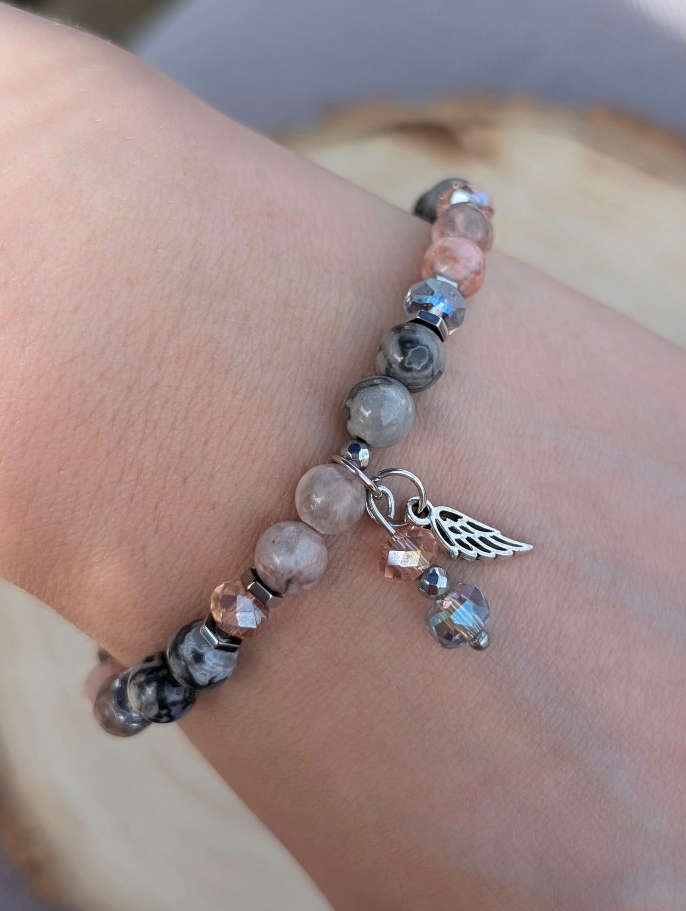 Wing of serenity - Pink Zebra Jasper & Picasso Jasper