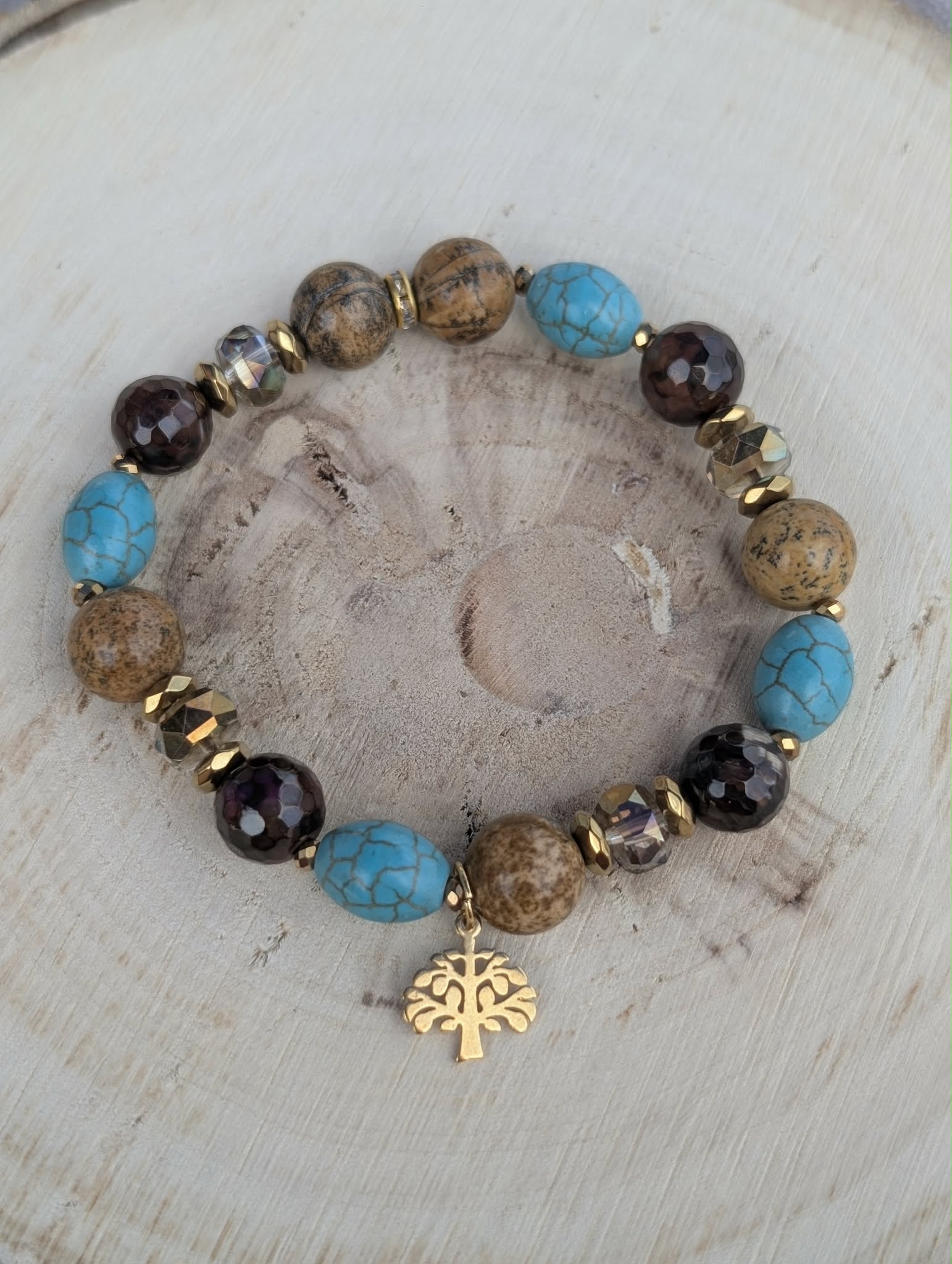 Earth Glow - Turquoise & Jasper & Brown Agate