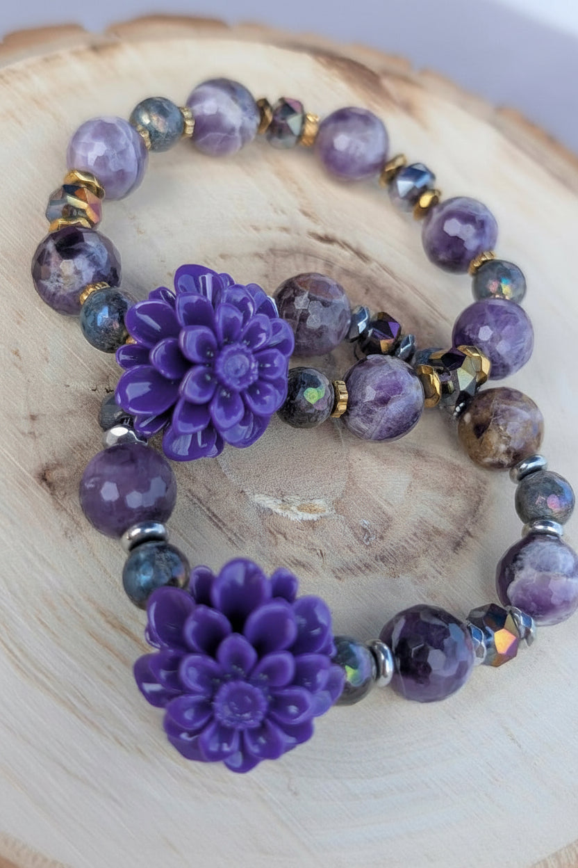 Dahlia Bloom - Amethyst & Labradorite