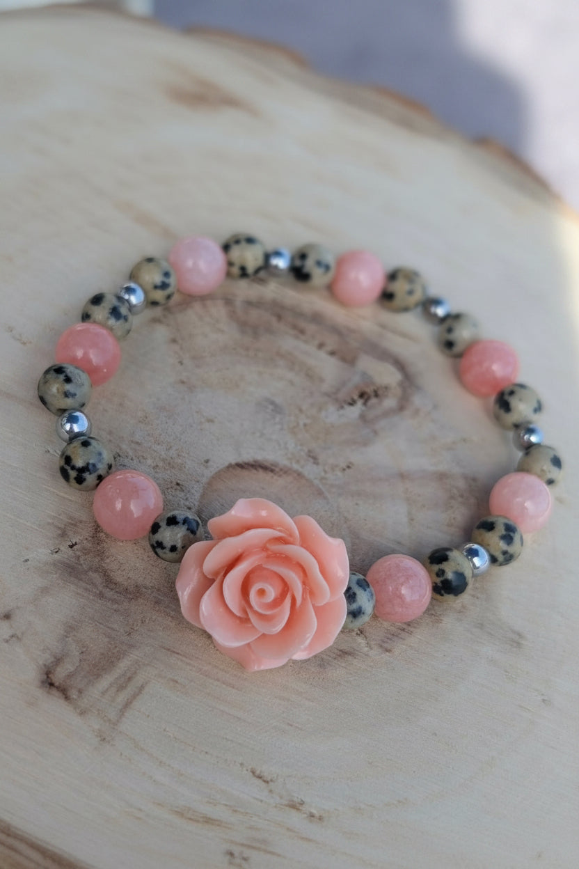 Dalmatian Rose - Dalmatian Jasper & Pink Jade