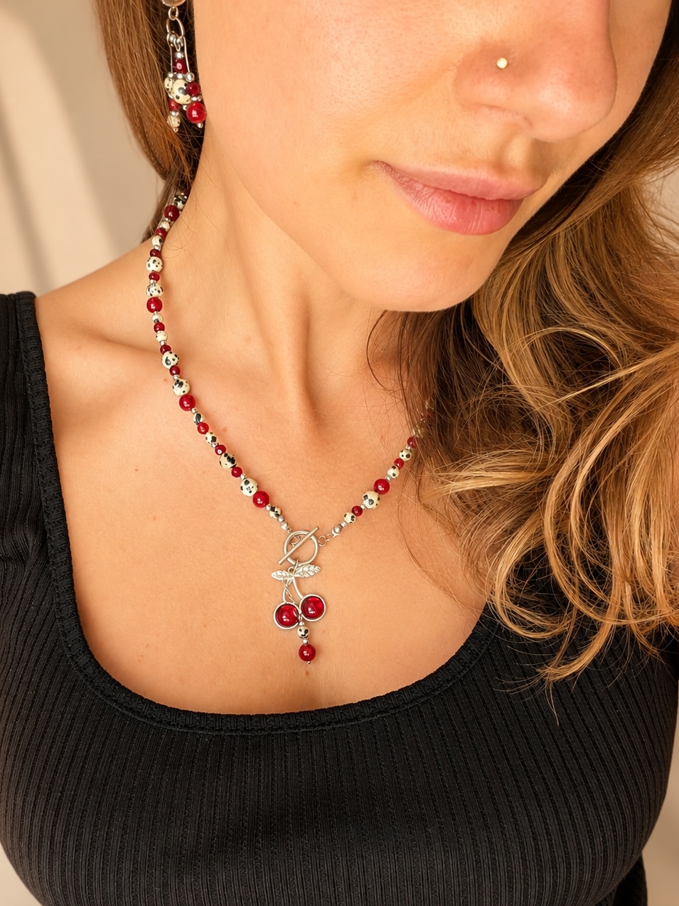 Dalmatian Cherry - Dalmatian Jasper & Red Jade