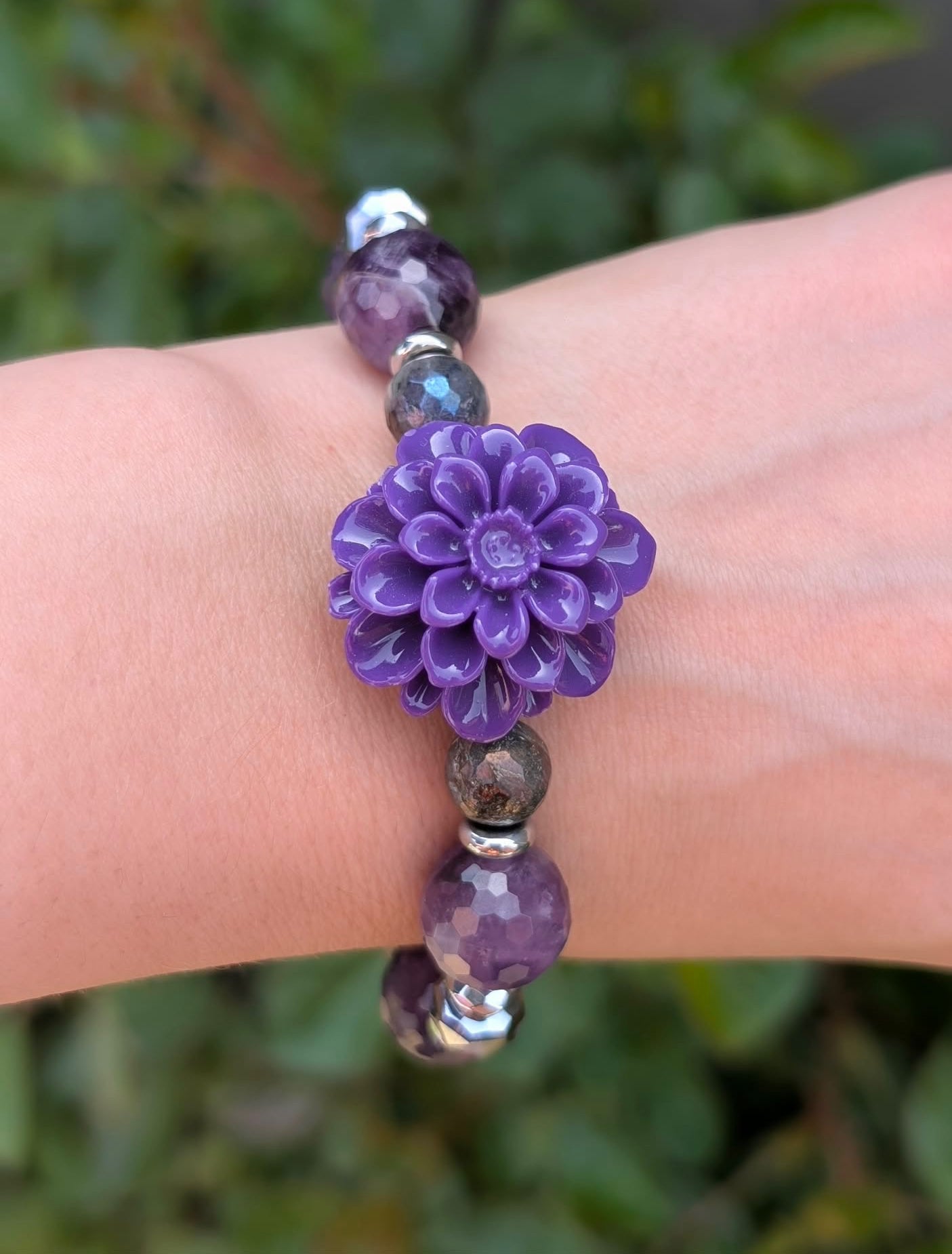 Dahlia Bloom - Amethyst & Labradorite