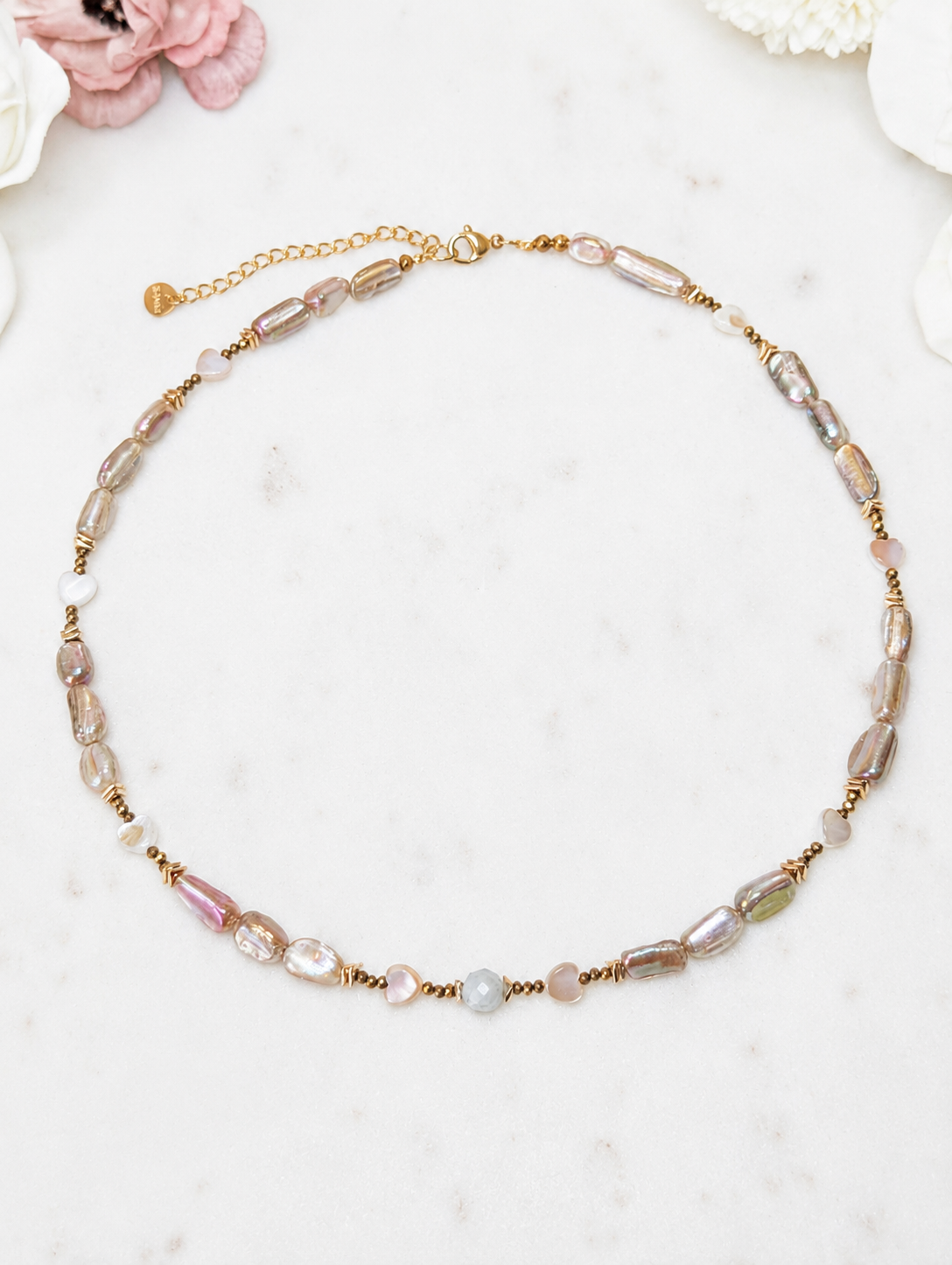 Pastel Pearl - Natural Freshwater Pearls & Aquamarine