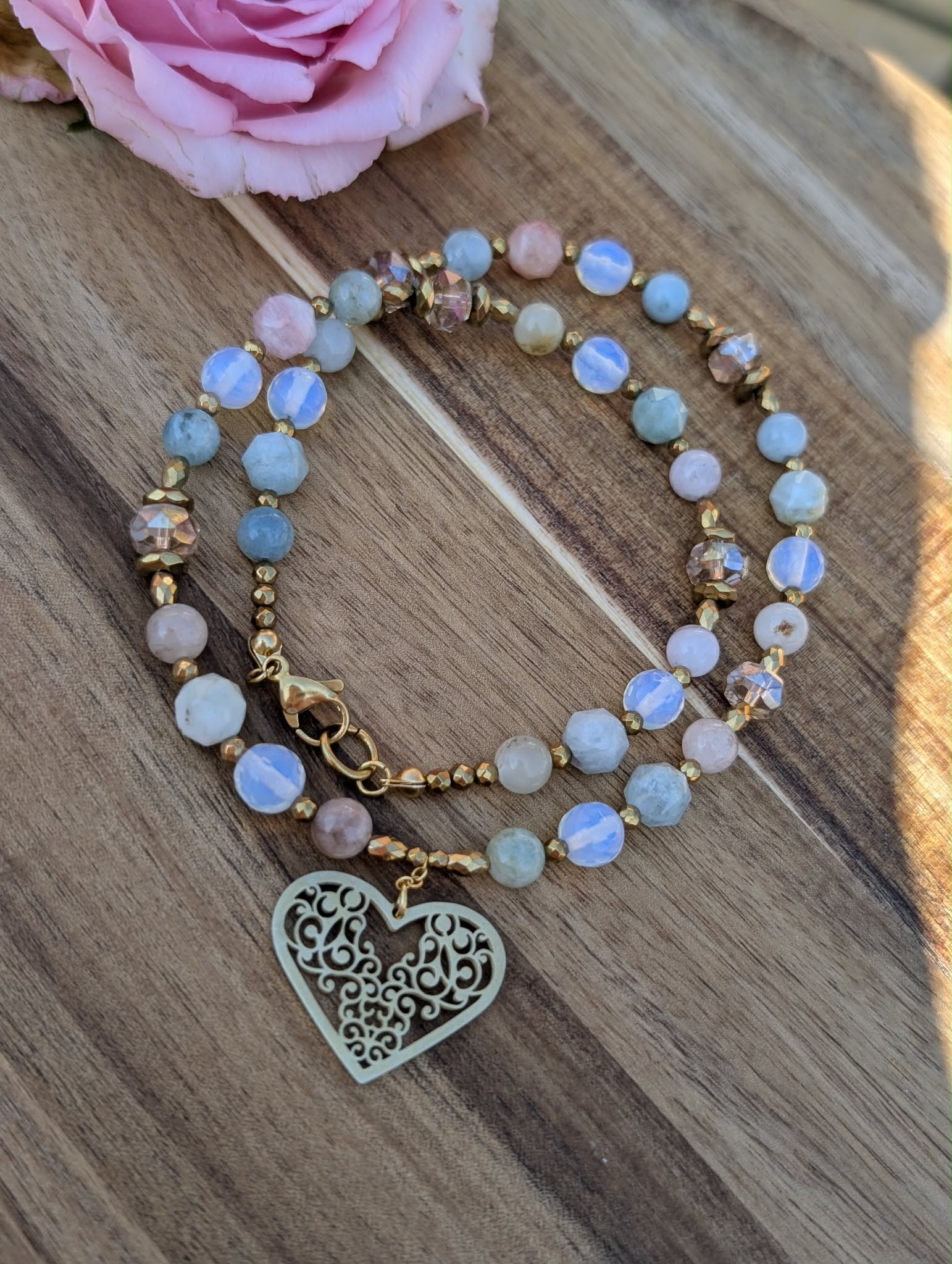 Harmony of Heart - Morganite & Opalite