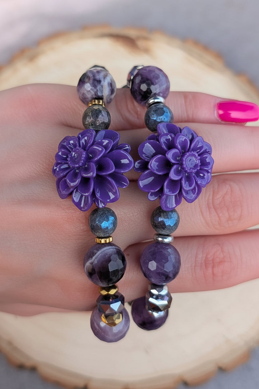 Dahlia Bloom - Amethyst & Labradorite