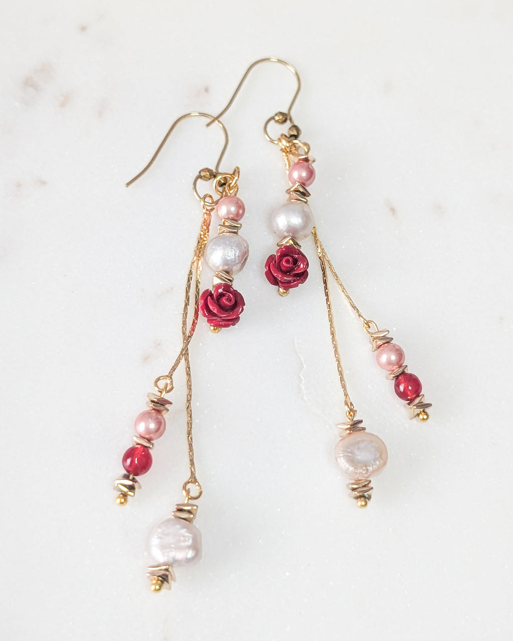 Rosalia – Freshwater Pearl & Red Jade