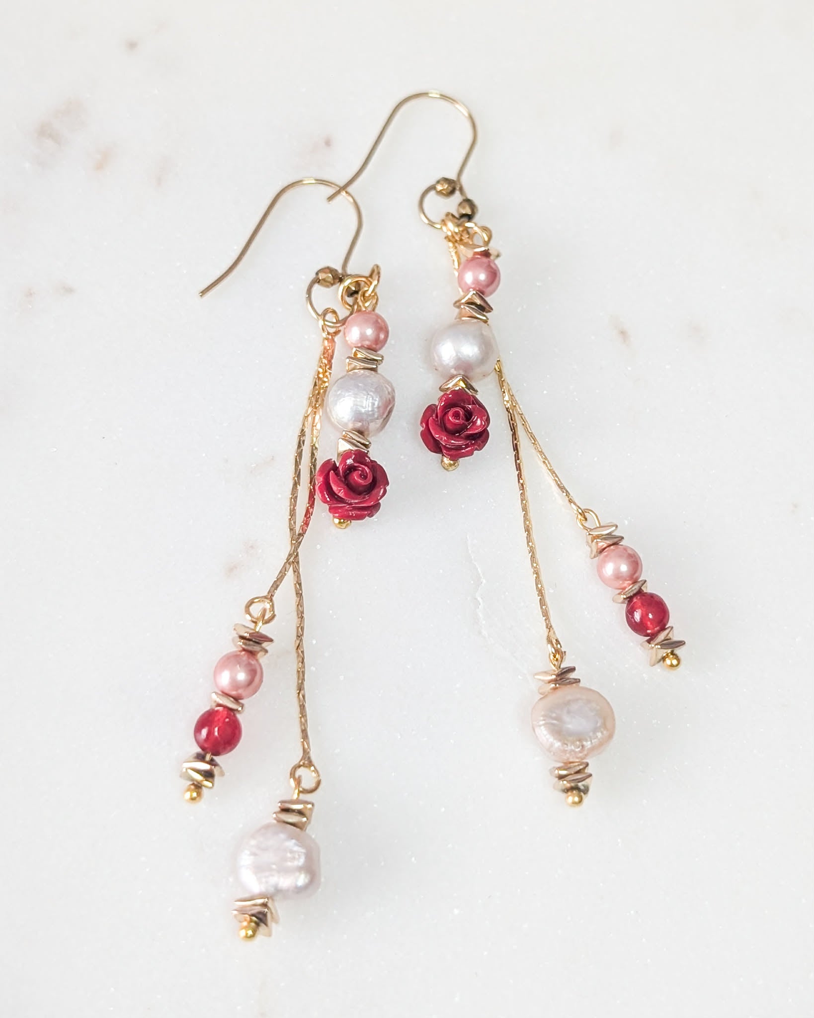 Rosalia – Freshwater Pearl & Red Jade