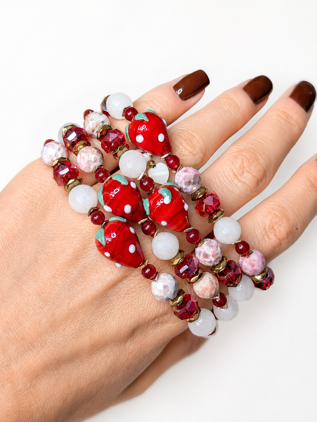 Strawberry Bliss - Rose Quartz & Red Jade & Druzy Quartz