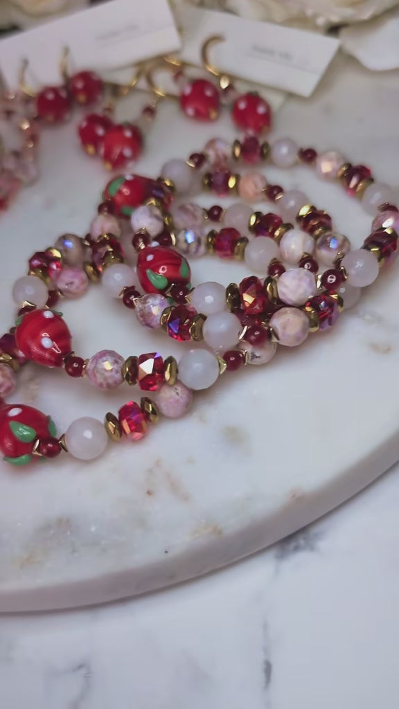 Strawberry Bliss - Rose Quartz & Red Jade & Druzy Quartz