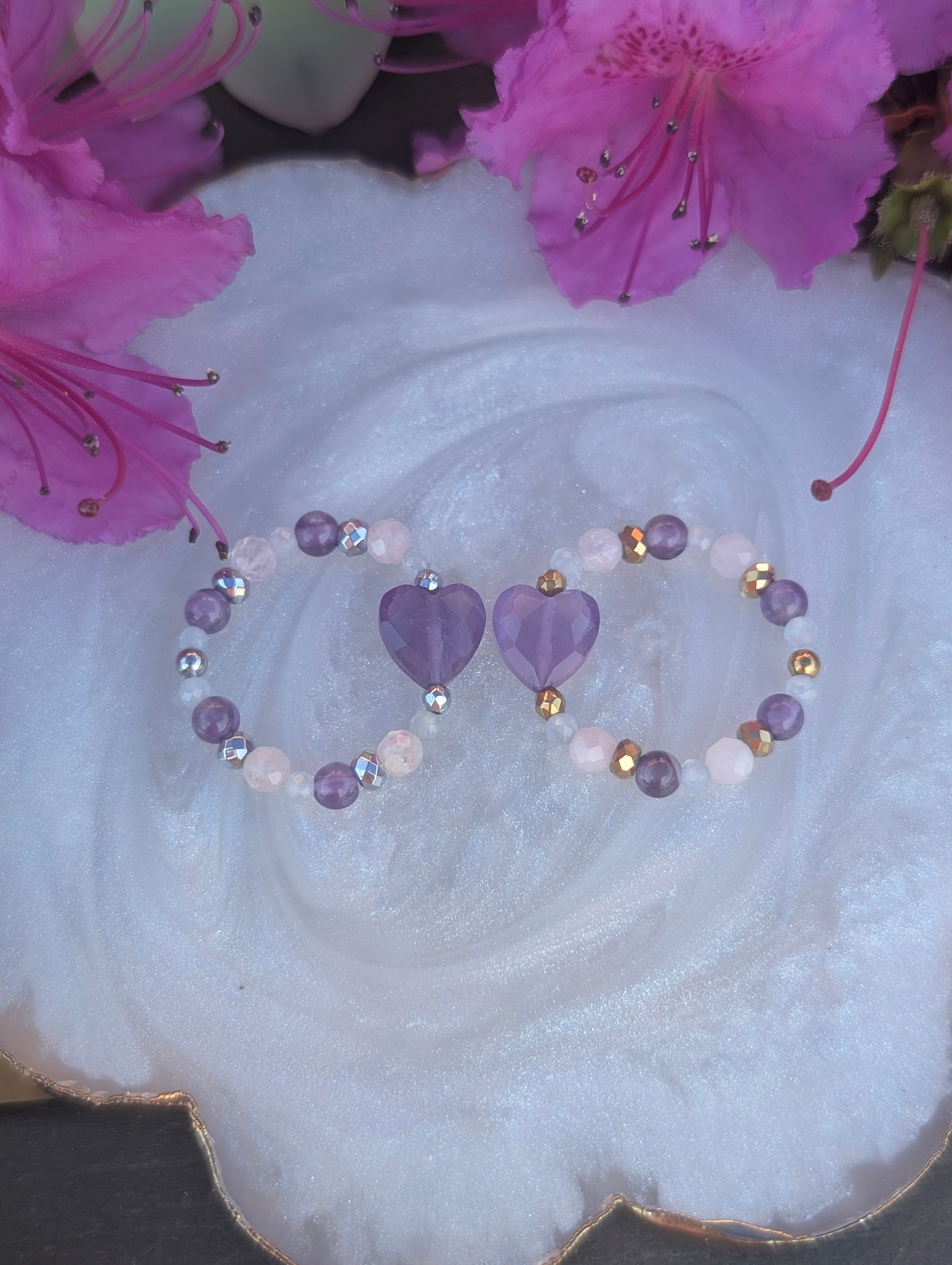 Lavender love - Amethyst & Rose Quartz & Aquamarine
