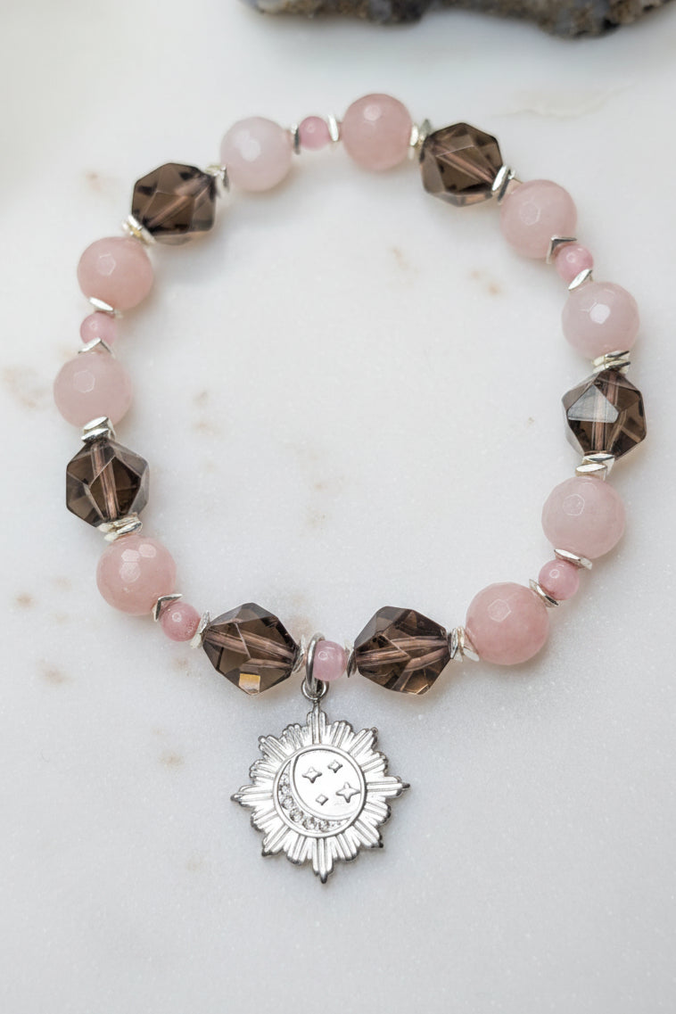 Love & Confidence & Balance - Rose Quartz | Smoky Quartz | Pink Cat's Eye