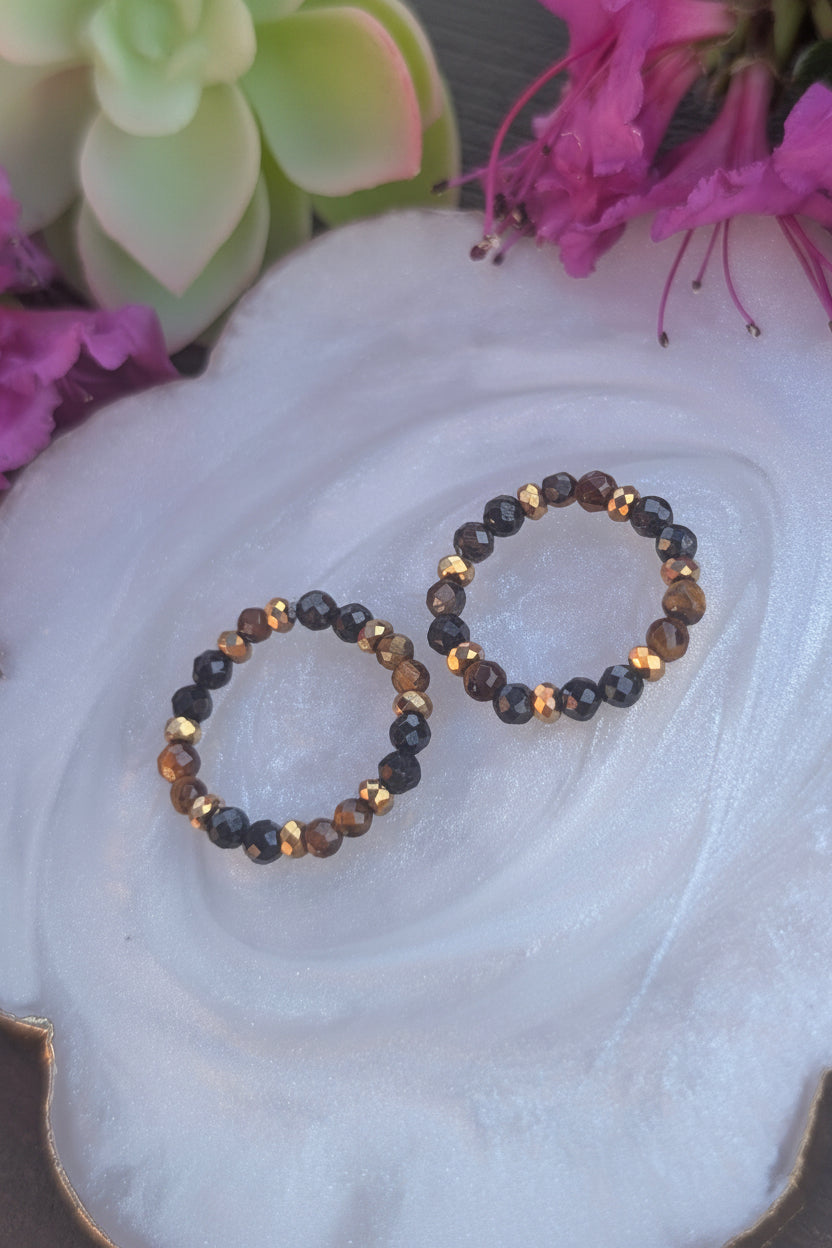 Golden Shield - Tiger Eye & Tourmaline
