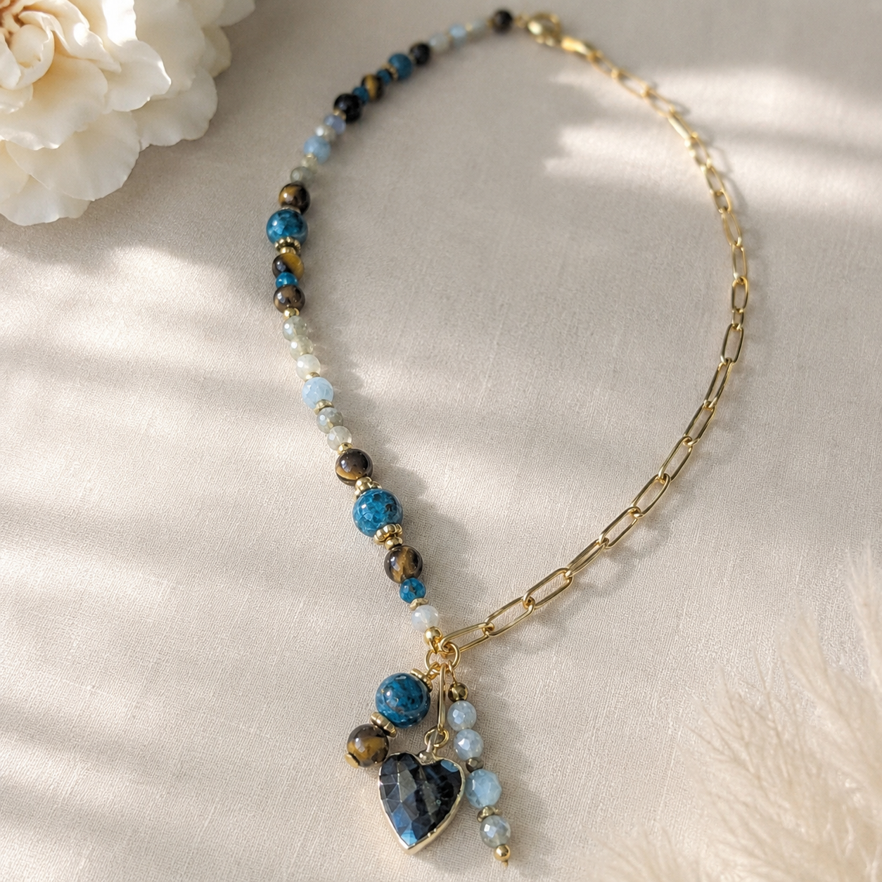 Azure Heart - Labradorite & Apatite & Tiger Eye