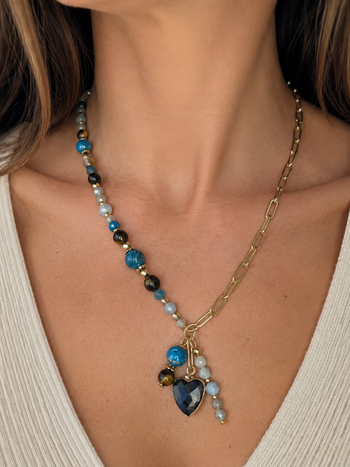 Azure Heart - Labradorite & Apatite & Tiger Eye