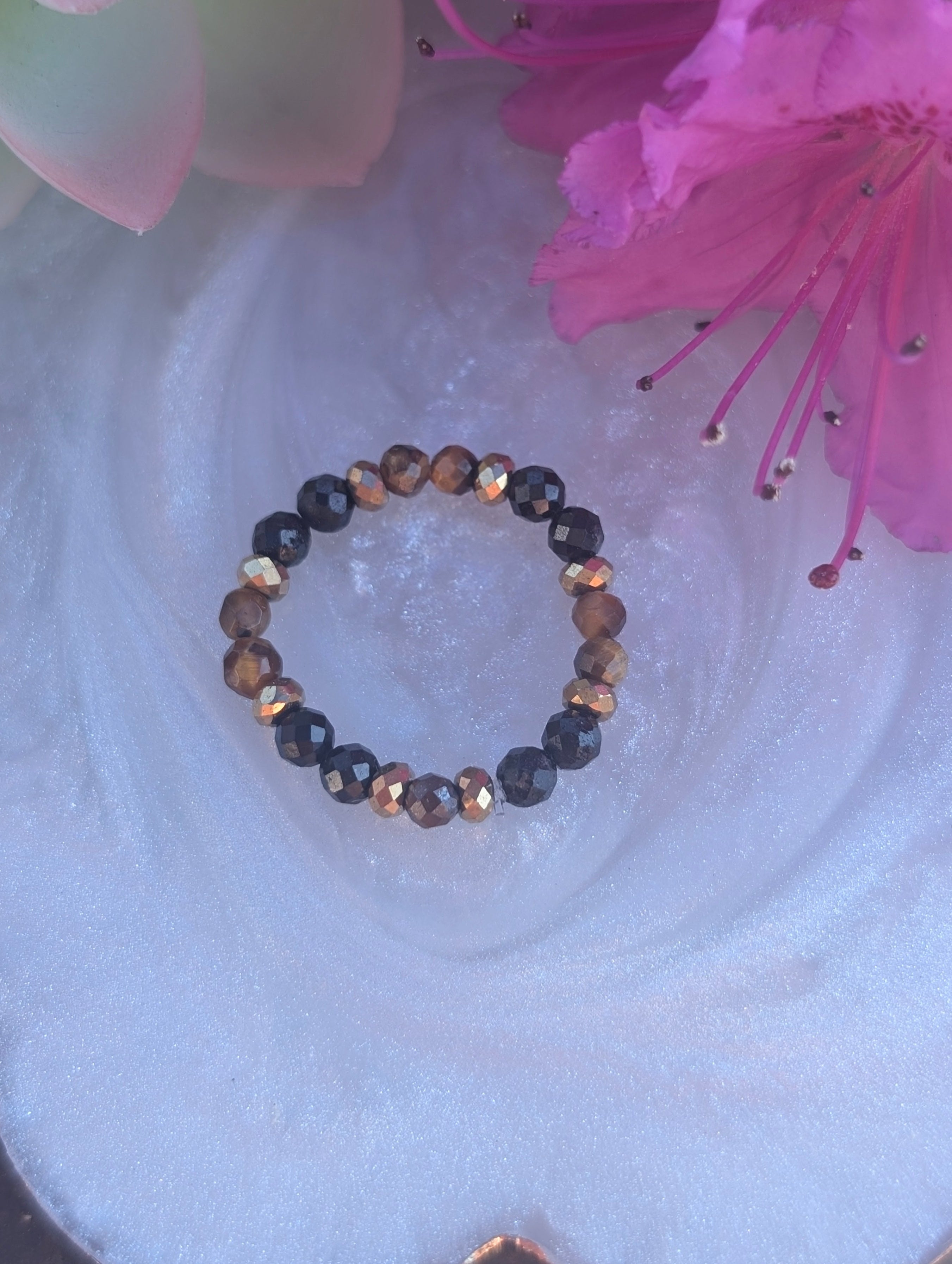 Golden Shield - Tiger Eye & Tourmaline