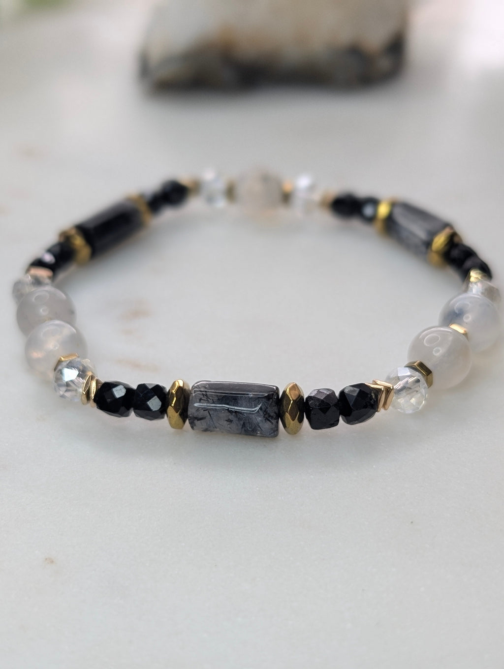 Protection | Intuition| Emotional Balance - Black Tourmaline| Moonstone | Turmalinated quartz