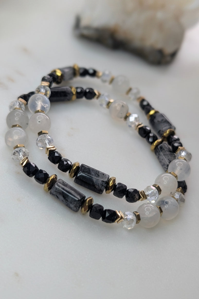 Protection | Intuition| Emotional Balance - Black Tourmaline| Moonstone | Turmalinated quartz