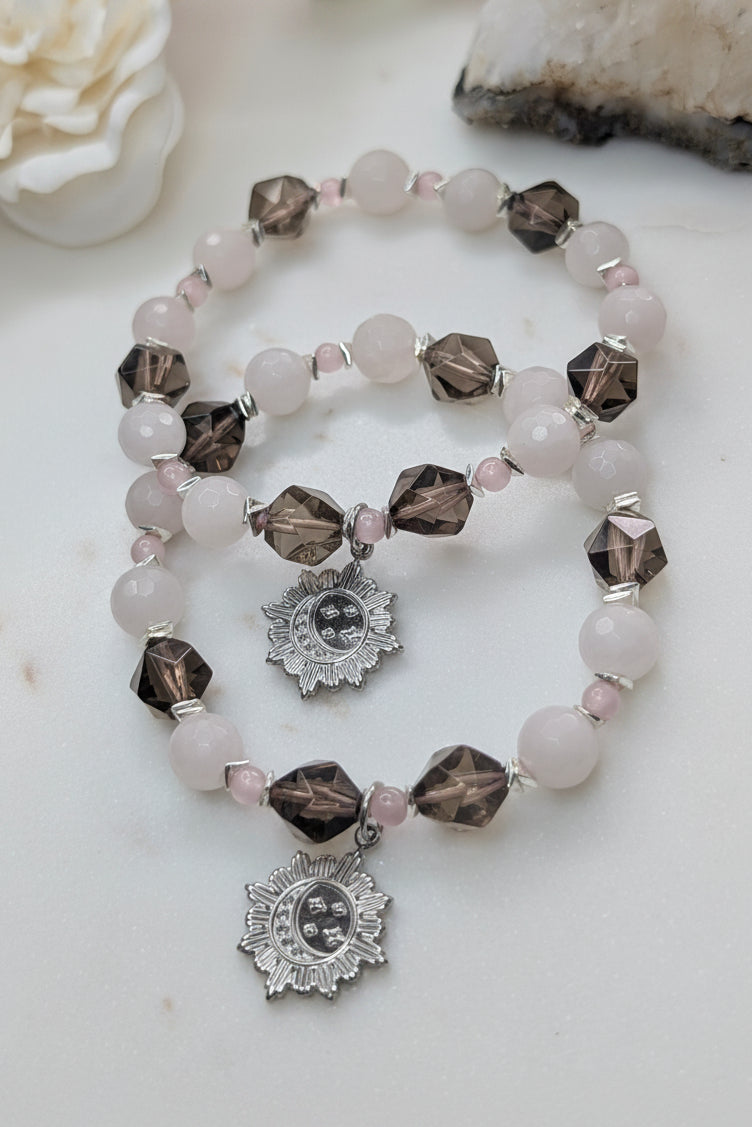 Love & Confidence & Balance - Rose Quartz | Smoky Quartz | Pink Cat's Eye