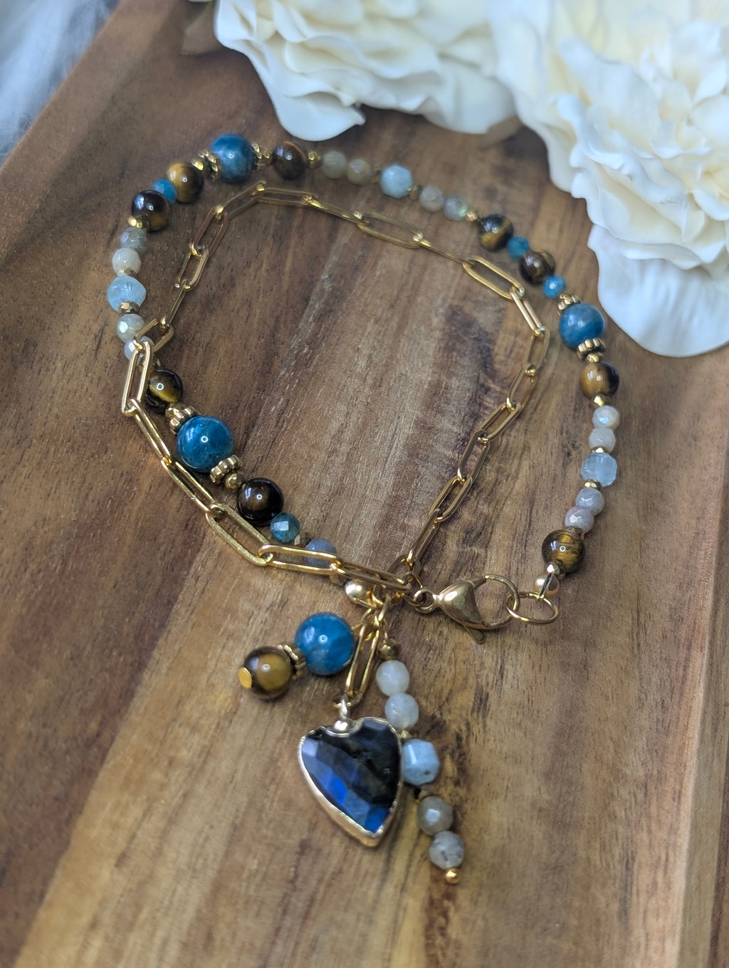 Azure Heart - Labradorite & Apatite & Tiger Eye