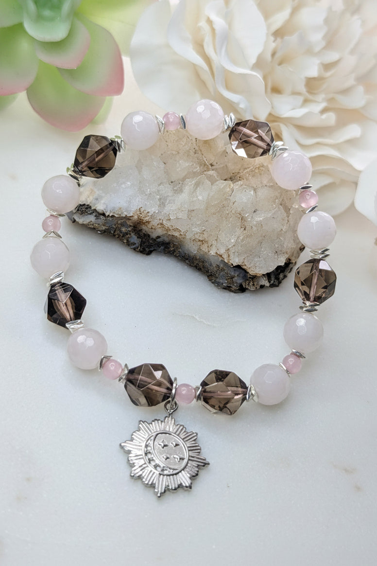Love & Confidence & Balance - Rose Quartz | Smoky Quartz | Pink Cat's Eye